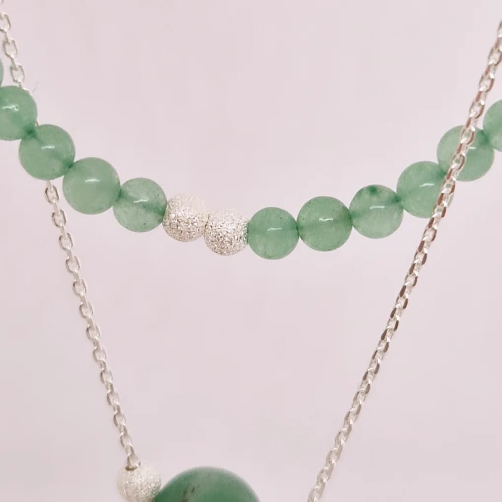 collier argent 925 et aventurine