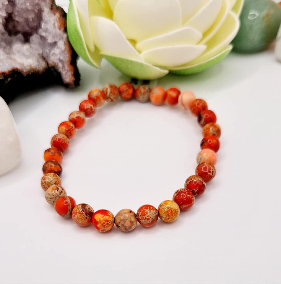 BRACELET JASPE IMPERIAL A ORANGE CHAUFFE