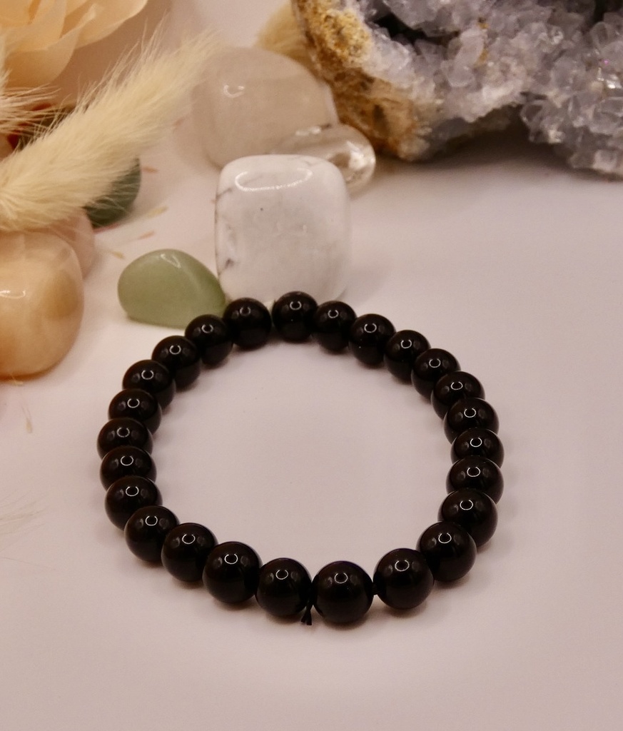 BRACELET ONYX NOIR   HOMME BOULE 08MM