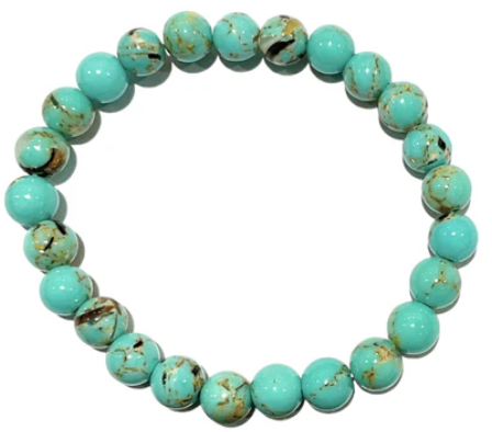 BRACELET 6MM ENFANT HOWLITE COQUILLAGE BLEUE