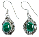 BOUCLE D'OREILLE EN ARGENT 925 & MALACHITE