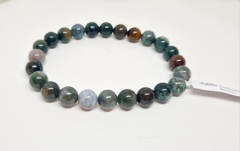 BRACELET AGATE INDIENNE A BOULE 8 MM