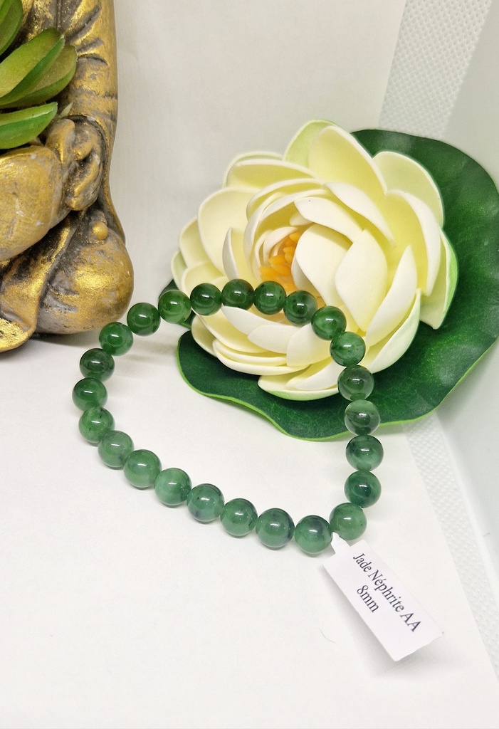 BRACELET BOULE 08MM JADE NEPHRITE AA