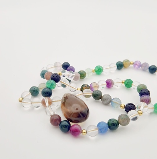 COLLIER  PIERRES NATURELLES BOULE 08MM